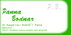 panna bodnar business card
